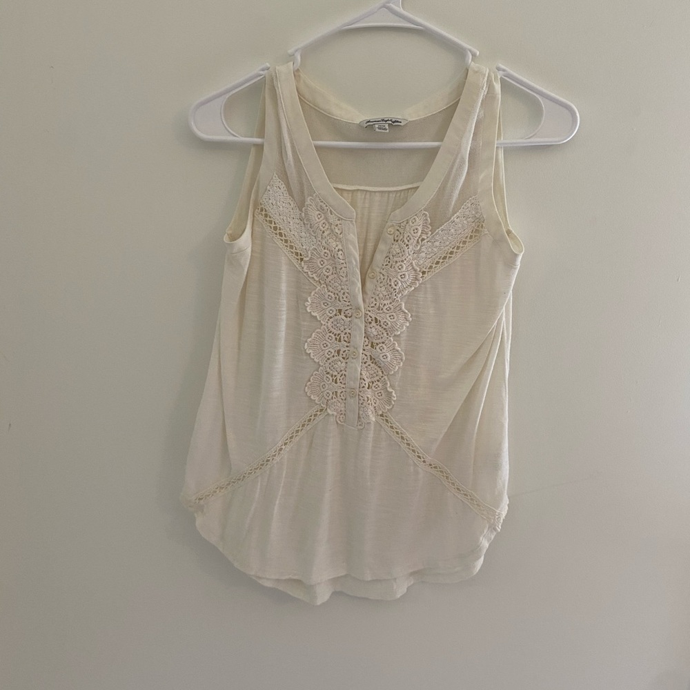 American eagle white detailed tank top